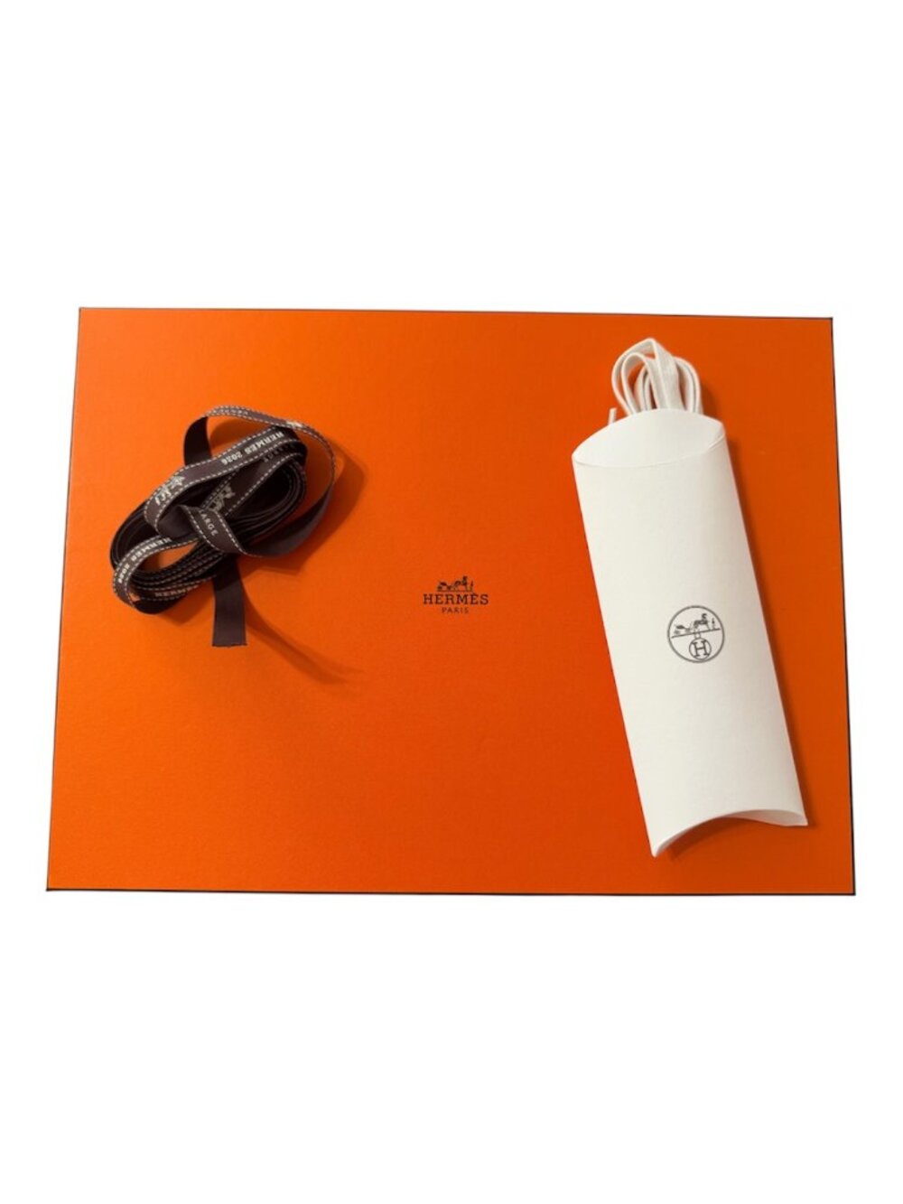 Authentic Hermès Orange Large Shoe Box Set w/ Original Ribbon & Shoelaces